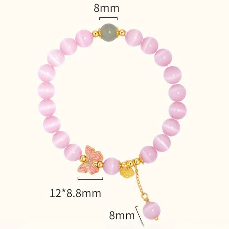 KarmaRipple's 925 Sterling Silver Cat's Eye Hetian Jade Butterfly Peace Lock Talisman Peace Bracelet p13