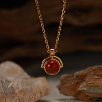 KarmaRipple's Red Agate Tiger Eye Aquamarine Moonstone 925 Sterling Silver Confidence Pendant Necklace