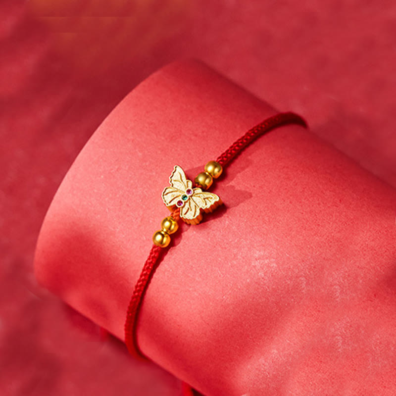 KarmaRipple's 999 Sterling Silver Butterfly Red String Strength Bracelet p5