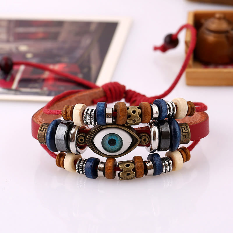 KarmaRipple's Tibetan Evil Eye Leather Adjustable Protection Bracelet p20
