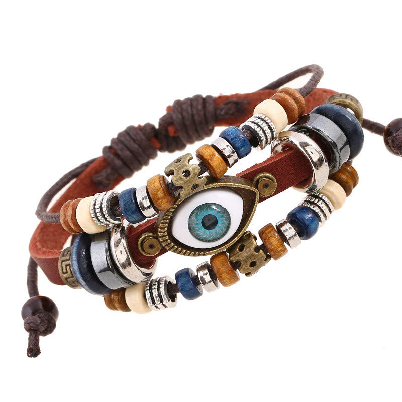 KarmaRipple's Tibetan Evil Eye Leather Adjustable Protection Bracelet p37
