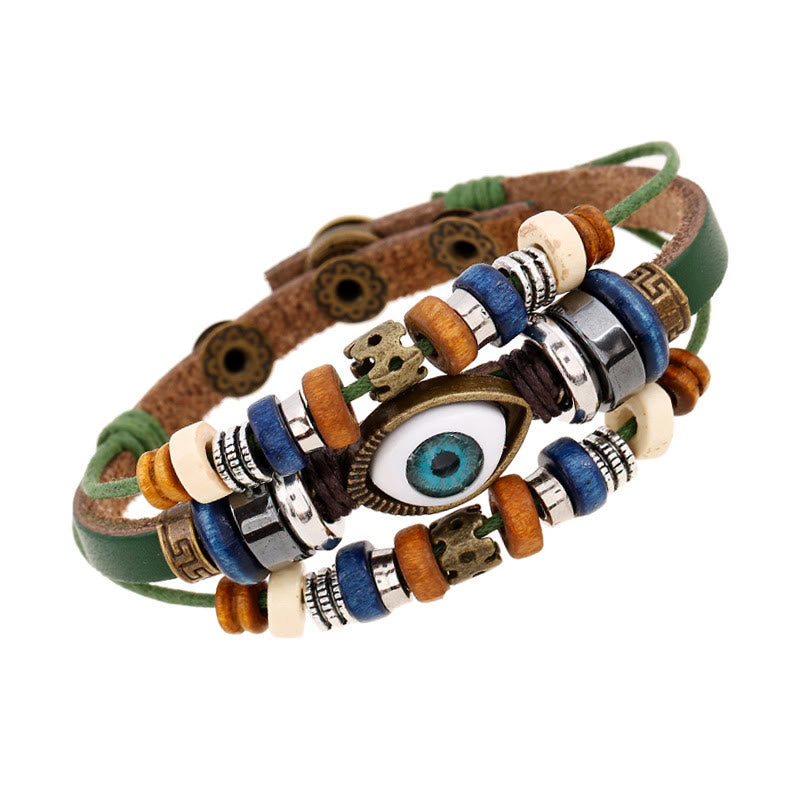 KarmaRipple's Tibetan Evil Eye Leather Adjustable Protection Bracelet p47