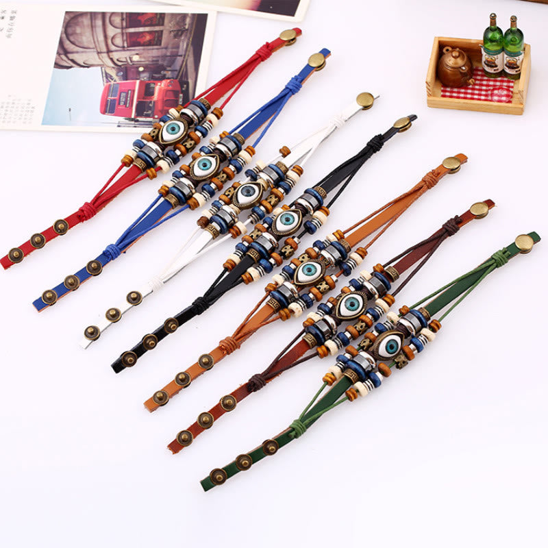 KarmaRipple's Tibetan Evil Eye Leather Adjustable Protection Bracelet p35