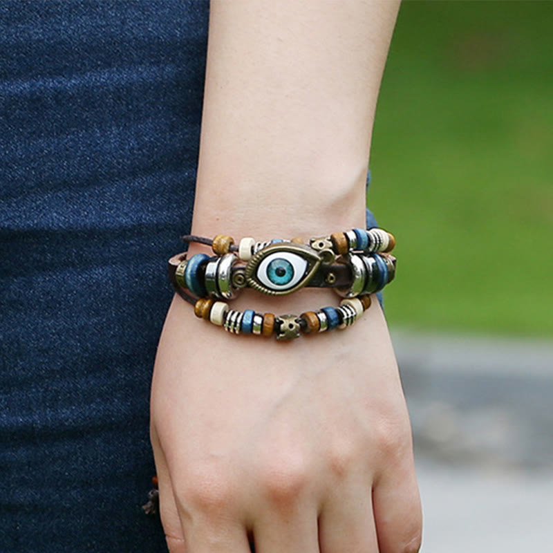 KarmaRipple's Tibetan Evil Eye Leather Adjustable Protection Bracelet p26