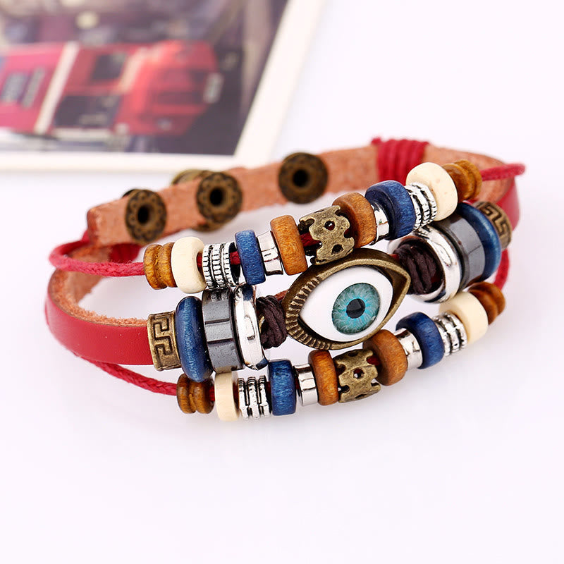 KarmaRipple's Tibetan Evil Eye Leather Adjustable Protection Bracelet p29