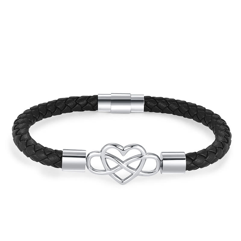 KarmaRipple's Endless Weave Heart Leather Titanium Steel Strength Buckle Bracelet p4
