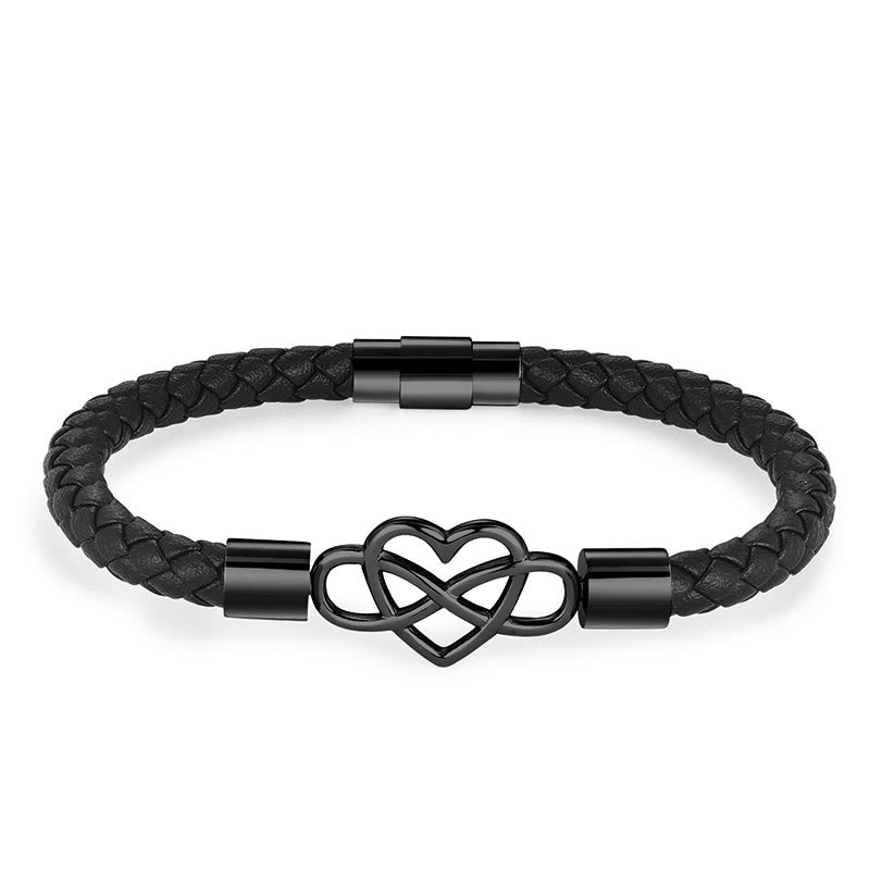 KarmaRipple's Endless Weave Heart Leather Titanium Steel Strength Buckle Bracelet p2