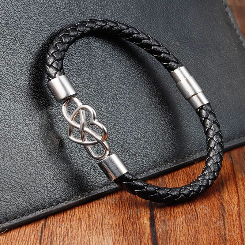 KarmaRipple's Endless Weave Heart Leather Titanium Steel Strength Buckle Bracelet p6