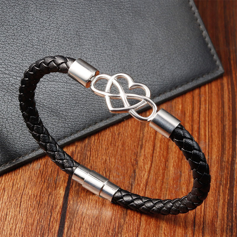KarmaRipple's Endless Weave Heart Leather Titanium Steel Strength Buckle Bracelet p3