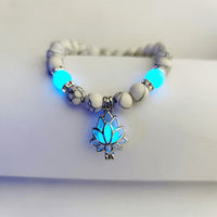 KarmaRipple's Tibetan Turquoise Glowstone Luminous Bead Lotus Protection Bracelet