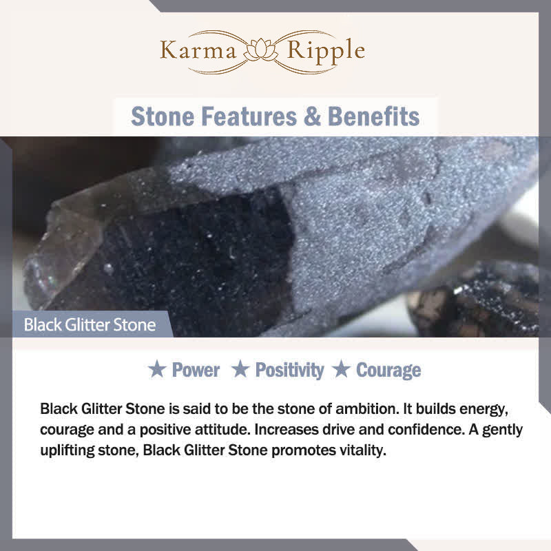 KarmaRipple's 108 Mala Beadwork Ivory Agate Amethyst Black Glitter Stone Protection Bracelet p13