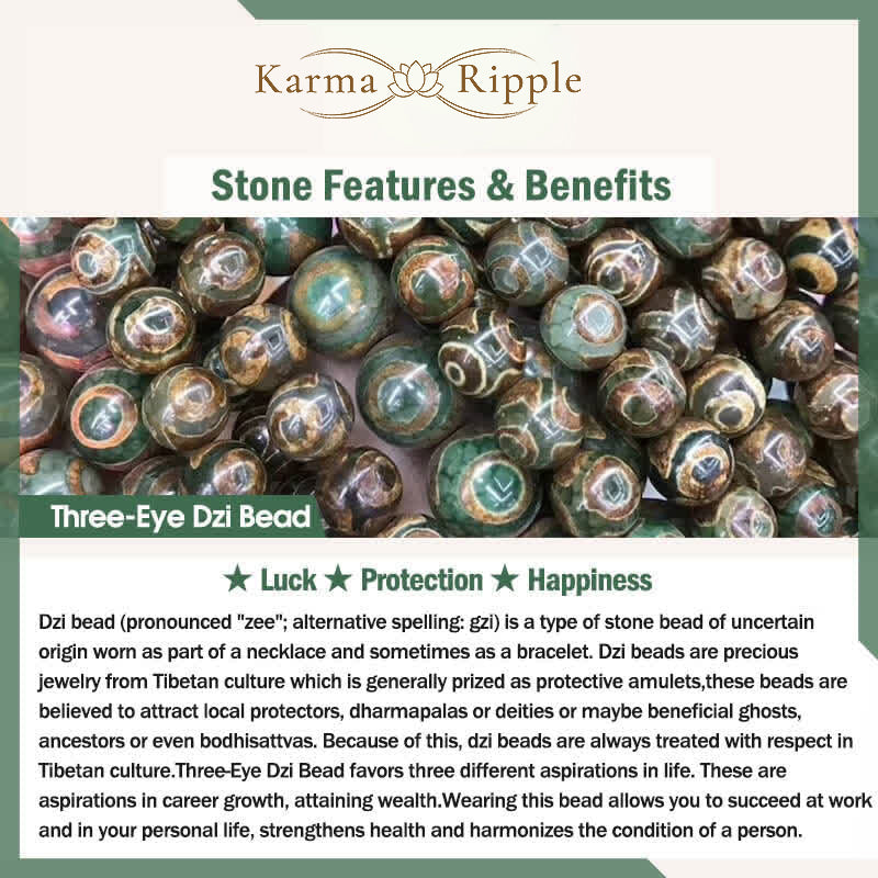 KarmaRipple's Tibetan Three-eyed Dzi Bead Fortune Happiness Bracelet p6