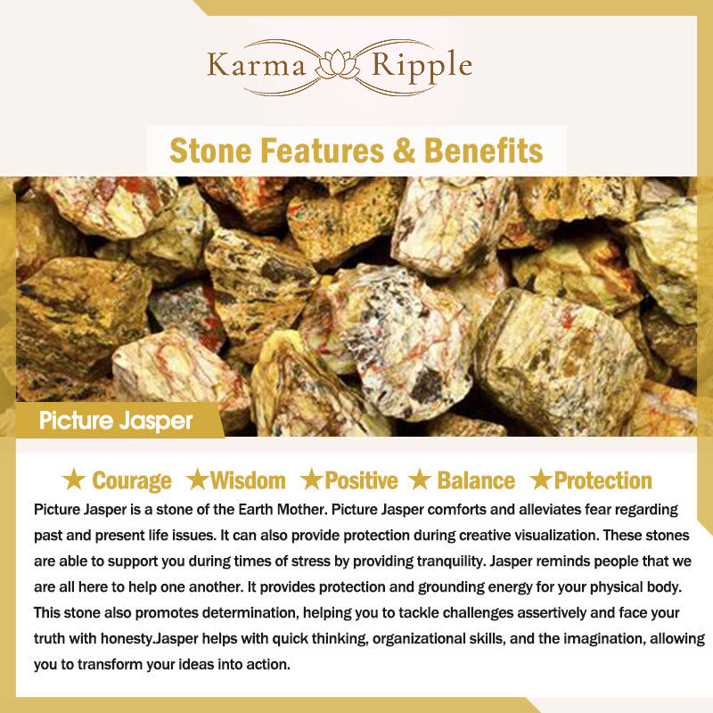 KarmaRipple's 108 Mala Beadwork Turquoise?Picture Jasper Wisdom Tassel Bracelet p6