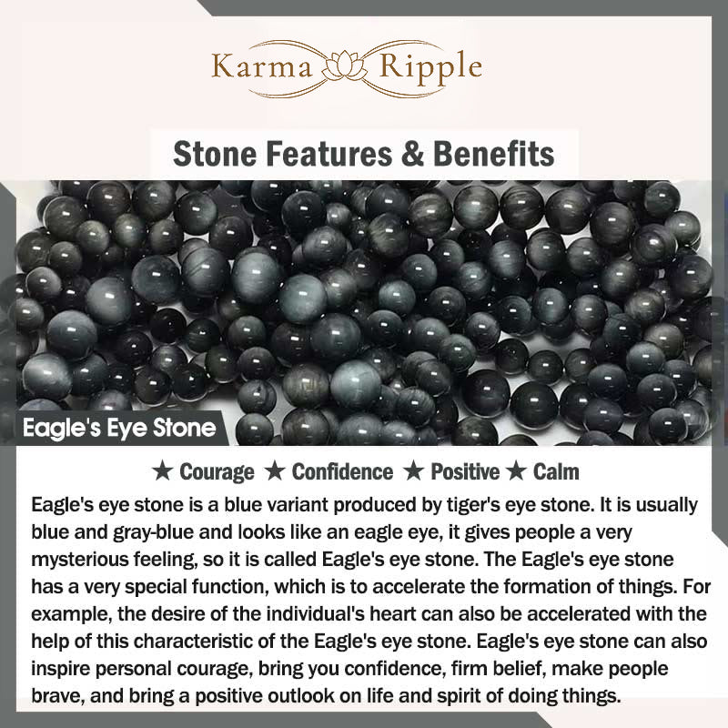 KarmaRipple's Black Obsidian Eagle's Eye Stone Strength Courage Bracelet p8