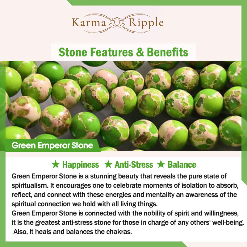 KarmaRipple's Green Emperor Stone Green Aventurine Happiness Triple Wrap Bracelet p7