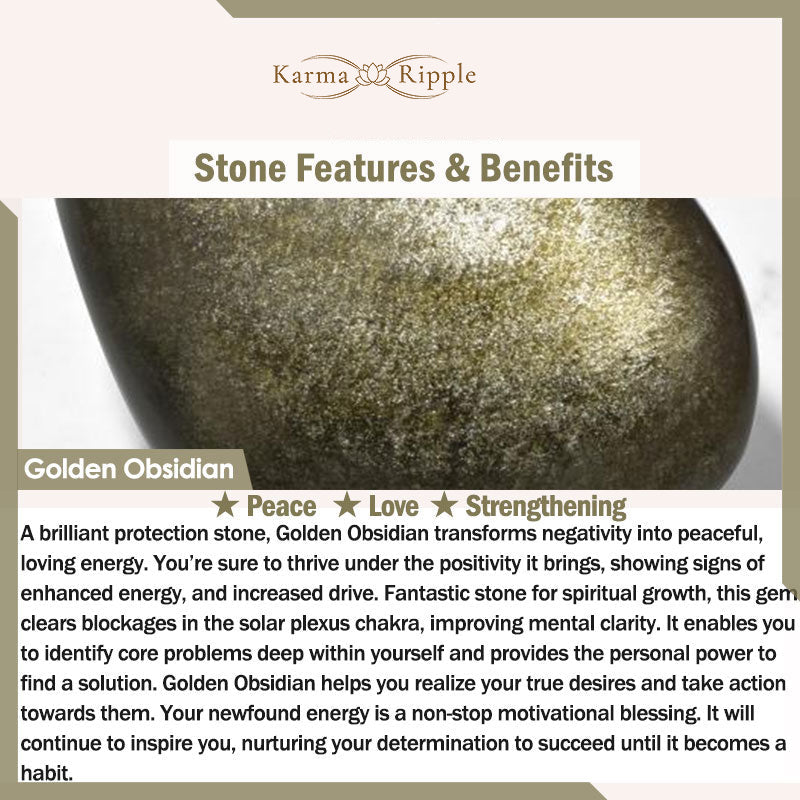 KarmaRipple's Chinese Zodiac Natal Buddha Gold Sheen Obsidian Wealth Protection Bracelet p24