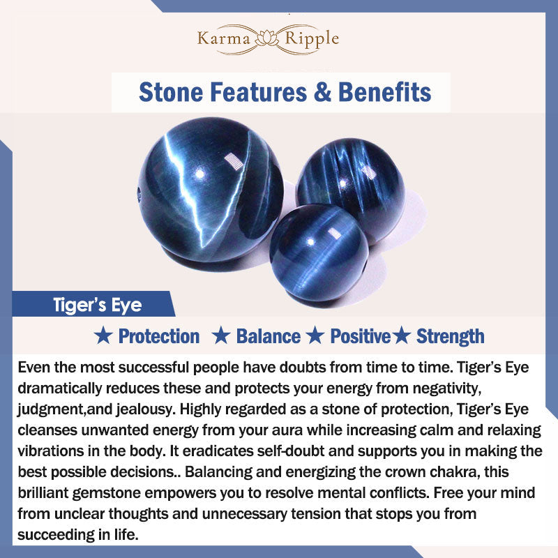 KarmaRipple's Authentic Blue Tiger Eye Stone Protection Chain Bracelet p7