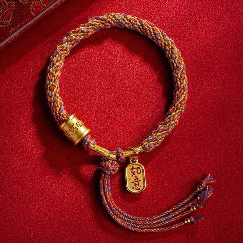 KarmaRipple's Handmade Multicolored Tibetan Om Mani Padme Hum Ruyi Auspicious Talisman Woven Bracelet p17