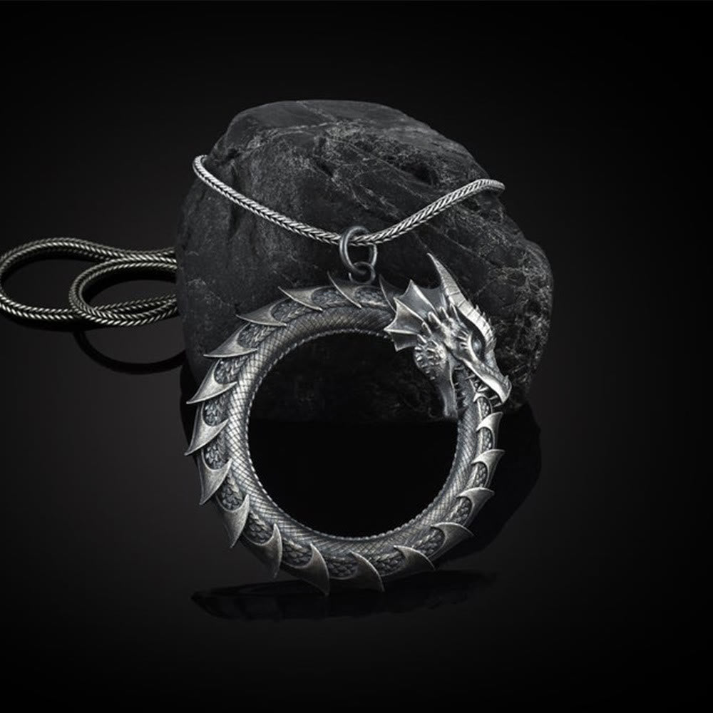 KarmaRipple's Pure Tin Dragon Snake Protection Pendant Necklace p1