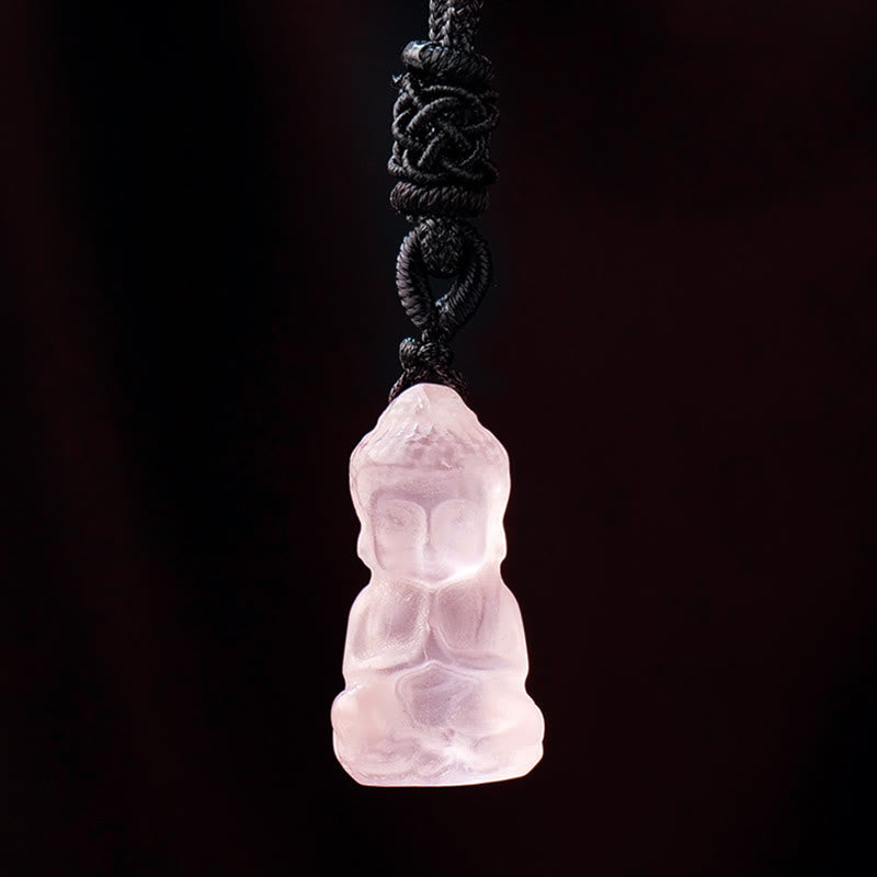 KarmaRipple's Various Gemstone Amethyst Pink Gemstone Ivory Gemstone Citrine Buddha Carved Spiritual Balancing Pendant Necklace Decoration p4