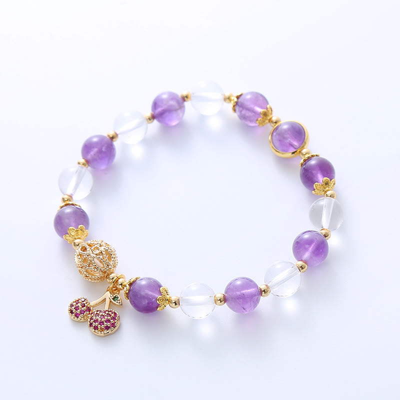 KarmaRipple's Authentic Amethyst Ivory Gemstone'sitive Cherry Talisman Bracelet p5