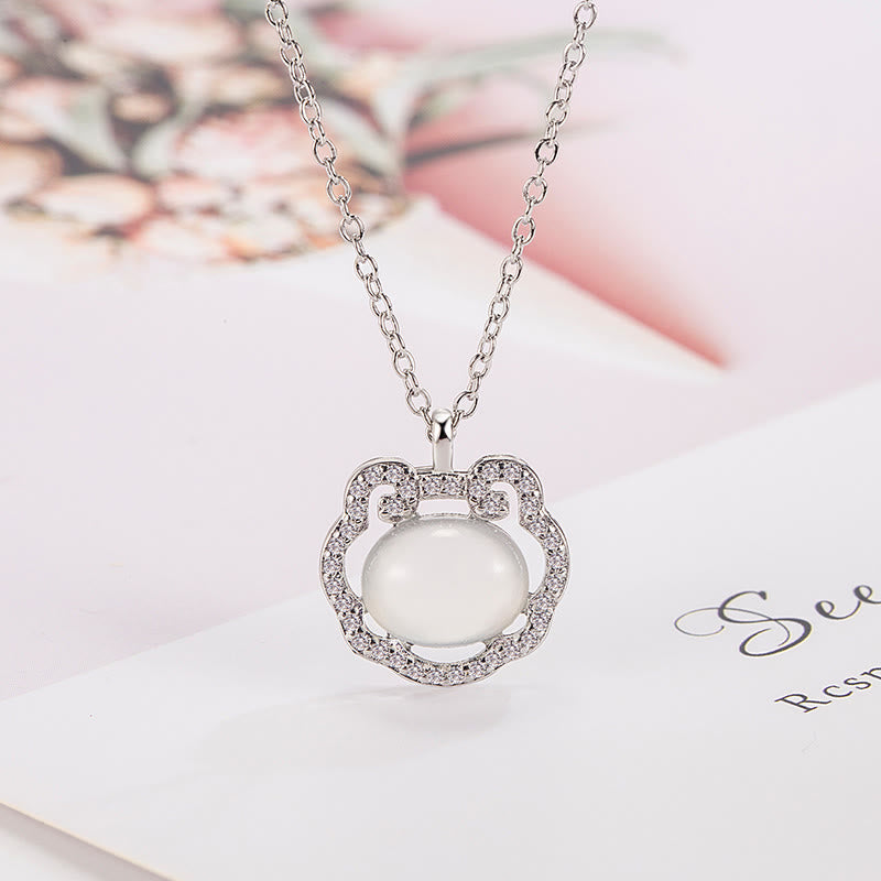 KarmaRipple's Chalcedony Lock of Good Wishes Positive Pendant Necklace p1