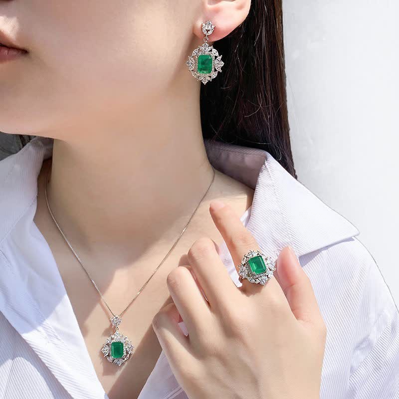 KarmaRipple's Emerald Gemstone Red Corundum Confidence Courage Ring Earrings Pendant Necklace p20