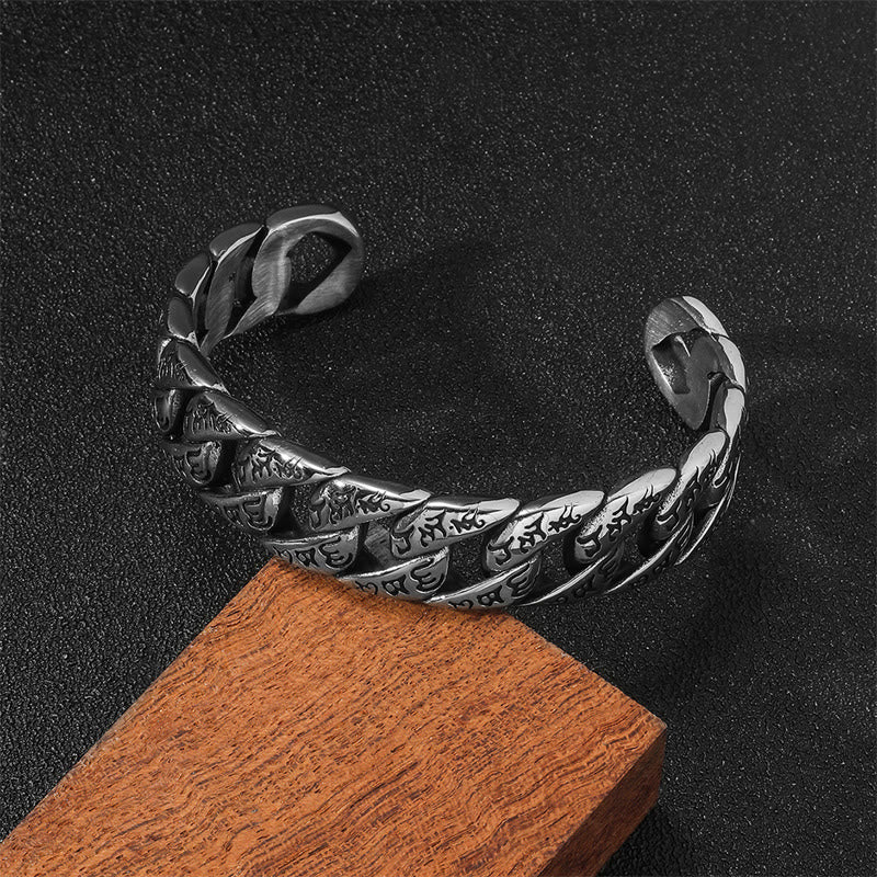 KarmaRipple's Tibetan Om Mani Padme Hum Mantra Titanium Steel Peace Cuf Bangle Bracelet p3