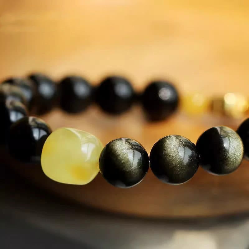KarmaRipple's 925 Sterling Silver Chinese Zodiac Natal Buddha Authentic Gold Sheen Obsidian Amber Wealth Protection Bracelet p5