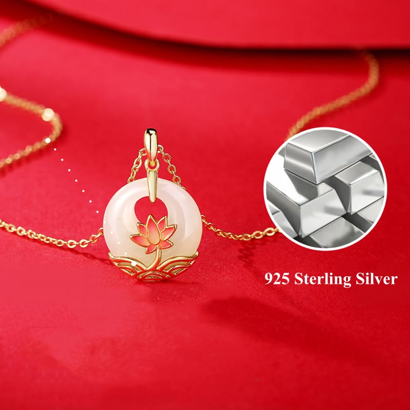 KarmaRipple's 925 Sterling Silver Hetian Ivory Jade Lotus Flower Blessing Pendant Necklace p9