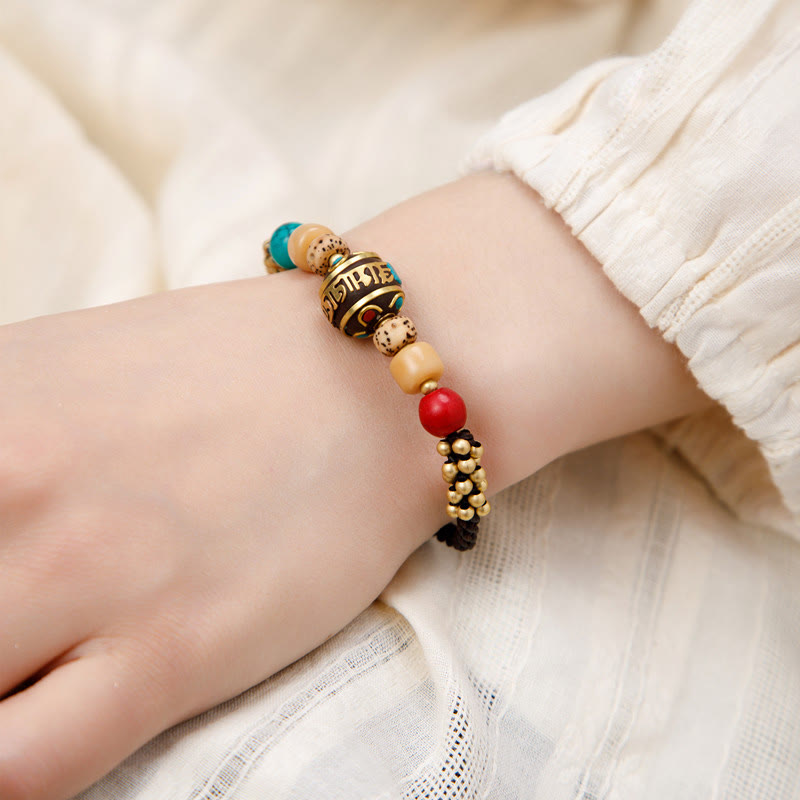 KarmaRipple's Tibetan Turquoise Om Mani Padme Hum Protection Strength Bracelet p23