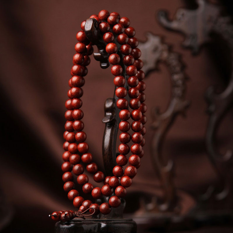 KarmaRipple's Tibetan Small Leaf Red Sandalwood 108 Beadwork Mala Meditation Bracelet p2