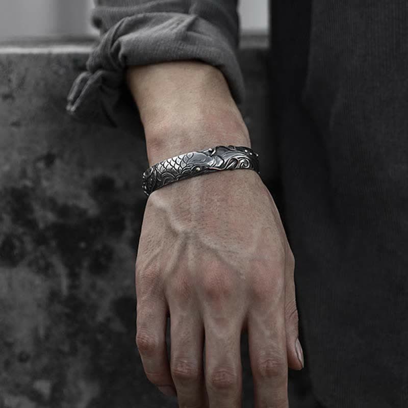 KarmaRipple's 999 Sterling Silver 990 Gold Koi Fish Fortune Wealth Success Bracelet Bangle p4