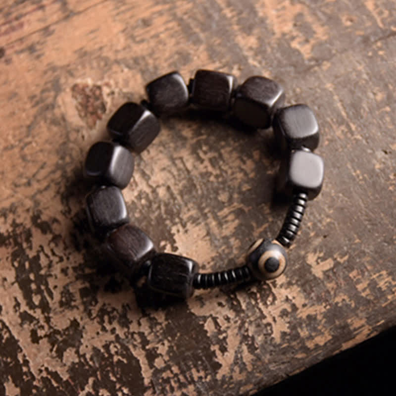 KarmaRipple's Tibetan Ebony Wood Dzi Bead Strength Bracelet p4