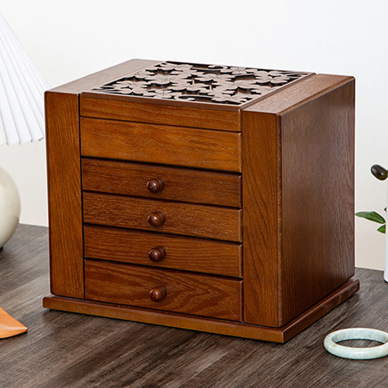 KarmaRipple's Vintage Large Capacity Wooden Jewelry Box Jewelry Storage Box With Mirror p21