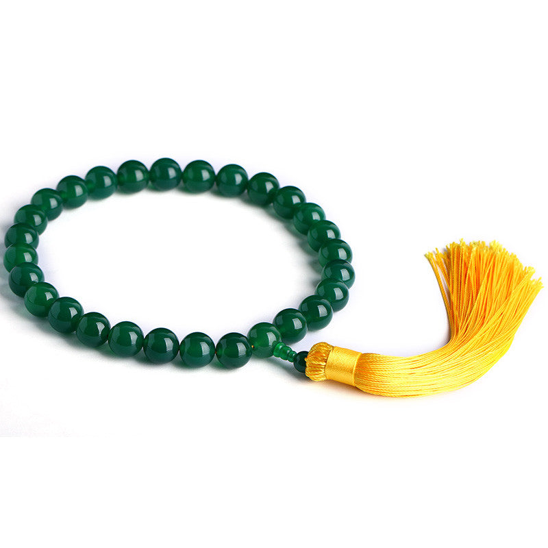 KarmaRipple's Authentic Green Agate Wrist Mala Power Tassels Pocket Mala Car Decoration p11