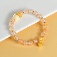 KarmaRipple's Tibetan Incense Ash Liuli Glass Bead Fortunate Nine Tailed Fox Lotus Talisman Bracelet