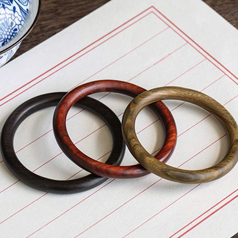 KarmaRipple's Tibetan Small Leaf Red Sandalwood Ebony Green Sandalwood Protection Bracelet Bangle p25