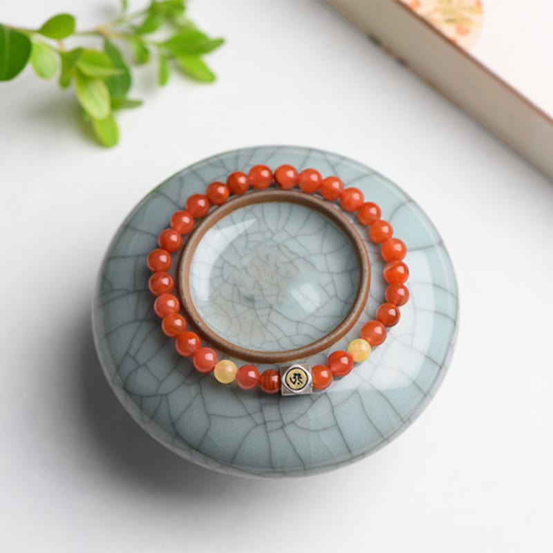 KarmaRipple's 925 Sterling Silver Chinese Zodiac Natal Buddha Amulet Red Agate Amber Self-acceptance Bracelet p5