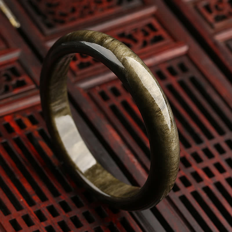 KarmaRipple's Gold Sheen Obsidian Silver Sheen Obsidian Protection Bracelet Bangle p24