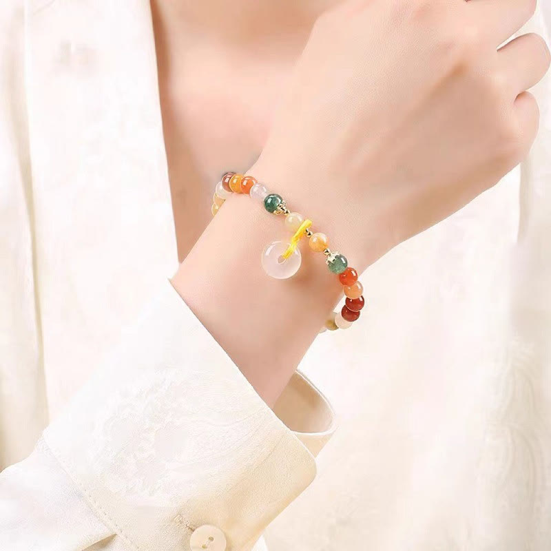 KarmaRipple's 14K Gold Plated Colorful Golden Silk Jade Peace Buckle Wealth Bracelet p6