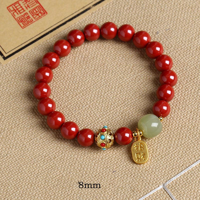 KarmaRipple's Cinnabar Green Aventurine Fortune Protection Talisman Bracelet p25