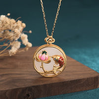 KarmaRipple's Ivory Jade Koi Fish Lotus Blessing Pendant Necklace