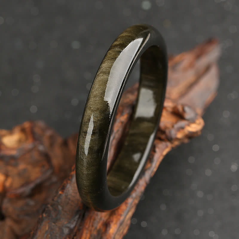 KarmaRipple's Gold Sheen Obsidian Silver Sheen Obsidian Protection Bracelet Bangle p4