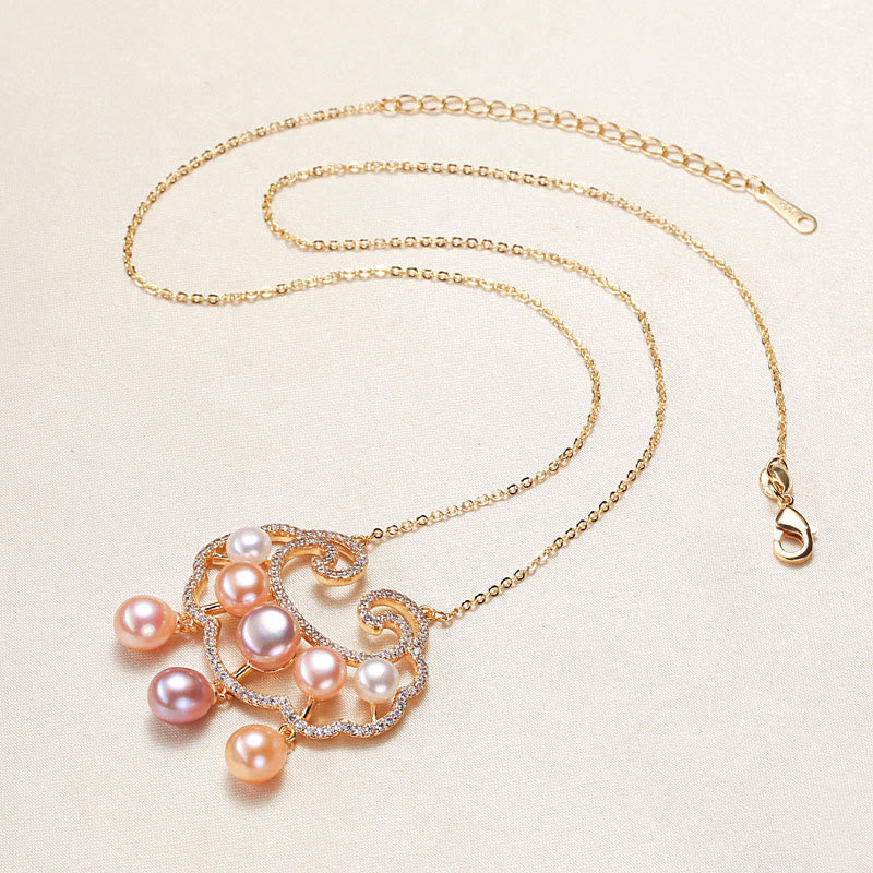 KarmaRipple's 18K Gold Plated Authentic Pearl Chinese Lock Talisman Sincerity Pendant Necklace p12