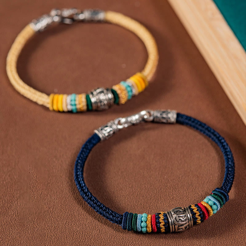 KarmaRipple's Handmade 925 Sterling Silver Tibetan Om Mani Padme Hum Purity Woven Bracelet p3