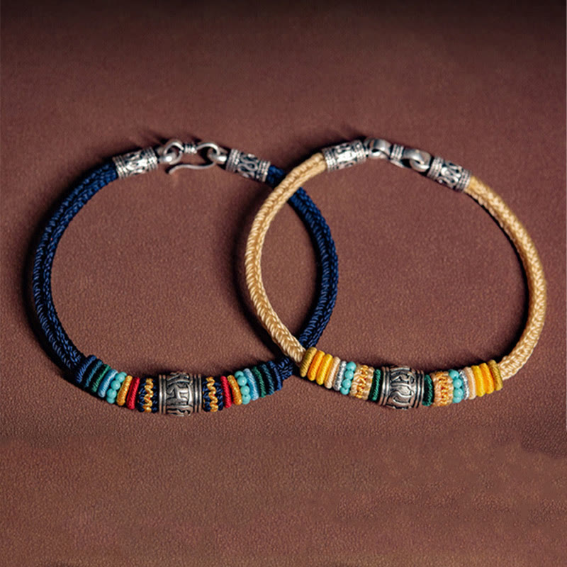 KarmaRipple's Handmade 925 Sterling Silver Tibetan Om Mani Padme Hum Purity Woven Bracelet p13