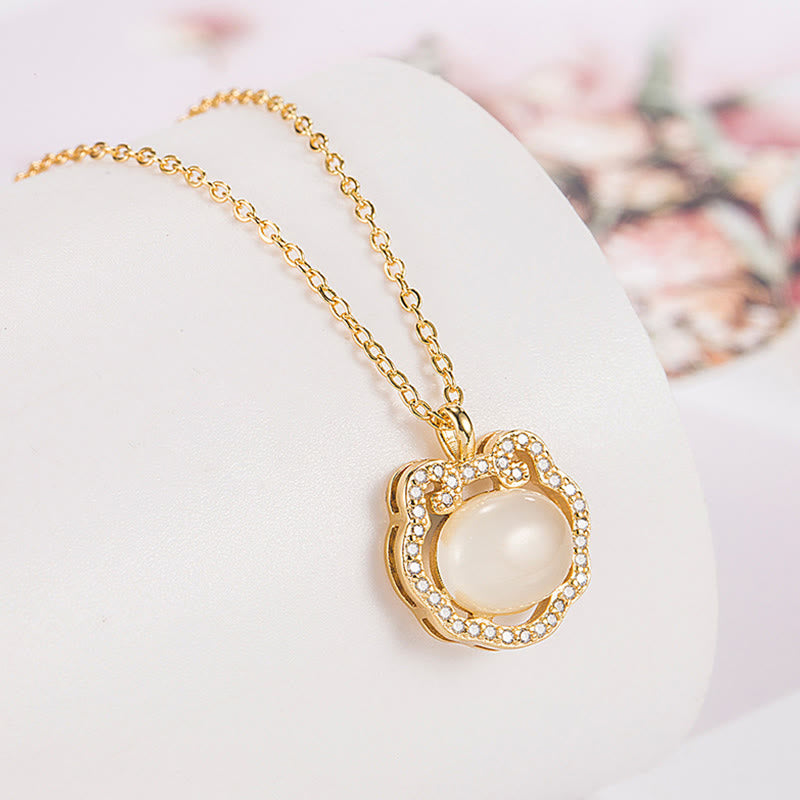 KarmaRipple's Chalcedony Lock of Good Wishes Positive Pendant Necklace p2