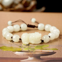 KarmaRipple's Authentic Hetian Ivory Jade PiXiu Wealth String Bracelet
