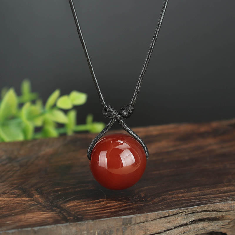 KarmaRipple's Red Agate Bead Confidence Leather Rope Pendant Necklace p12